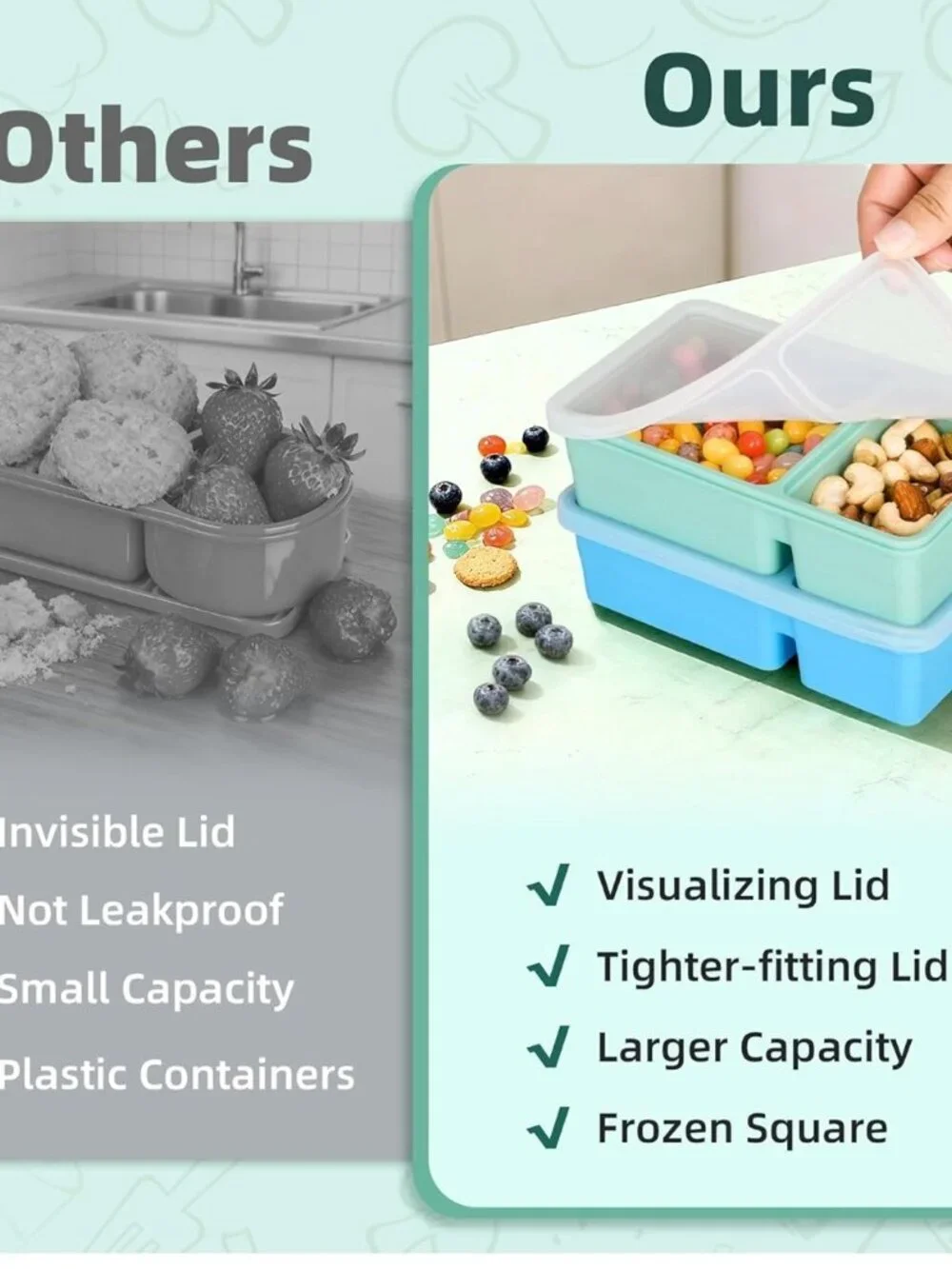 PEUYEJI reusable silicone containers in blue